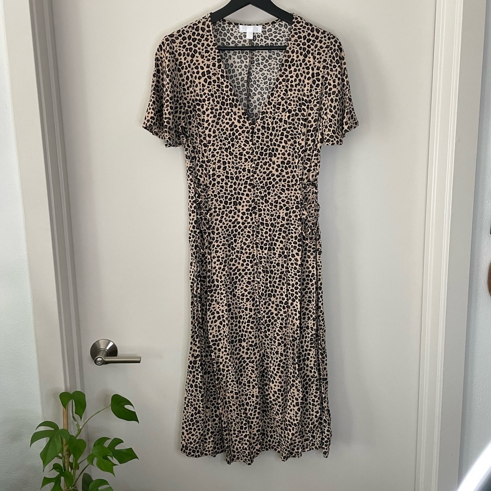 Rayon Animal Print 90’s Silhouette Midi Dress